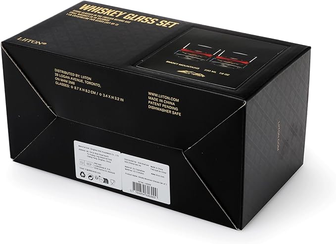 LIITON Smoky Mountain Heavy Crystal Whiskey Glasses Gift Set of 2, Thick Freezable Bourbon Glass 1lb Each, Premium Whiskey Gifts for Men, Frozen Crystal Chills Cocktails, 10 oz