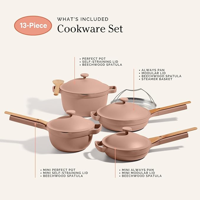 Our Place Cookware Set - Complete 13-Piece Set Including Always Pan 2.0, Mini Always Pan, Perfect Pot, and Mini Perfect Pot | Multifunctional, Toxin-Free Nonstick | Replaces 36 Pieces | Spice