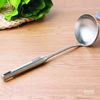 Soup Spoon Ladle,304 Stainless Steel Cooking Spoon Kitchen Tool For Wok With Hollow Handle, Silver/13.9Inch