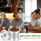 AANQQ Reusable K Cups for Keurig: 4-Pack Upgraded Dual-Layer Mesh Stainless Steel K Cup - Refillable Metal Coffee Pods Filter Fit Keurig 1.0 Coffee Maker - Richer Coffee/NO-Residue/Eco-Friendly