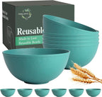 40 OZ Wheat Straw Bowl Sets, 6 PCS Unbreakable & Lightweight Salad Bowls, Microwave & Dishwasher Safe, BPA-Free, Kitchen Bowl Set for Serving, Soup, Oatmeal, Fruit, Noodles, Green