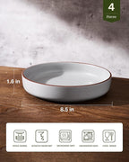 famiware Mercury Pasta Bowls Set of 4, 33 oz Large Salad Bowls, Ceramic Pasta Plates Bowls, Serving Bowls for Kitchen, Microwave & Dishwasher Safe, Light Gray