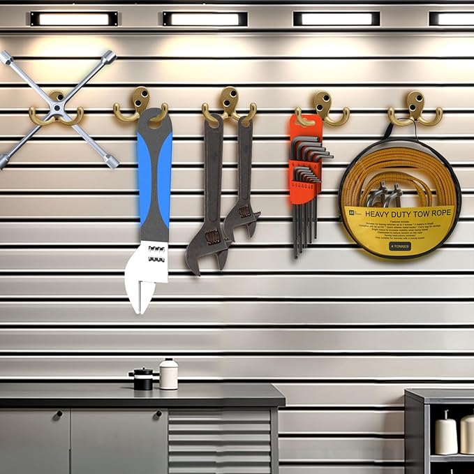 Coat Hooks Wall Hooks for Hanging - 25 Pack Gold Double Prong Hook Wall Mounted - Great for Living Room, Bedroom, Entryway, Closet for Coat, Bag, Towel, Hat, Key, Cup, Heavy-Duty, Easy to Install