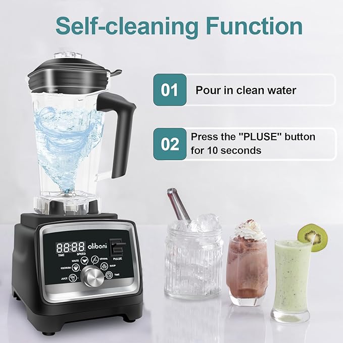 Blenders for Kitchen 68 oz, 6-leaves Stainless Steel Blade, High Power Blender for Smoothies, Intelligent Program Setting for Smoothie, Puree, Ice Crush, Shakes, Juice, Sauce