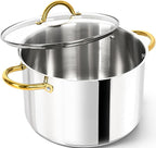 MICHELANGELO Stainless Steel Large Soup Pot With Lid - 10 Quart Stock Pot, Induction Compatible, Oven & Dishwasher Safe