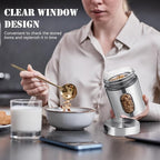 3 Pcs Stainless Steel Canister Set with Glass Windows Visible Storage Jars Silver Kitchen Canister Set for Pasta Flour Oat Sugar Container, Kitchen Tools, Housewarming Gifts (20 oz)