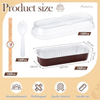 Tioncy 50 Pcs Mini Brown Loaf Pans with Lids Spoons Sticker Chocolate Pattern 6.8oz Disposable Rectangle Aluminum Foil Baking Pans Muffin Cupcake Cups for Picnics Wedding Birthday Baby Shower