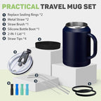 BENZZO 50 oz Tumbler with Handle and Straw Large Coffee Travel Mug Insulated Water Jug Thermal Cup Cold and Hot with Lid
