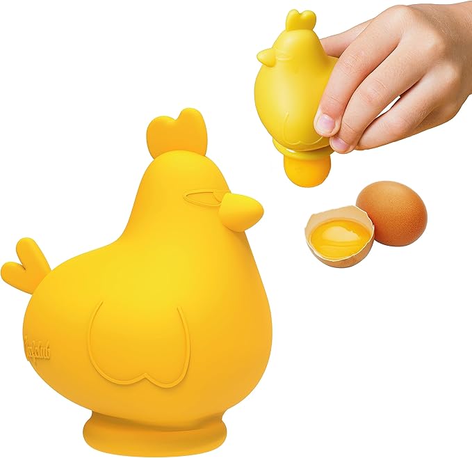 Egg Separator, Chicken Shape, Egg White Separator, Raw Eggs - No Drip, No Mess - Food Grade Silicone, Kitchen Cooking, Kitchen Gadgets Unique Baking Tools (Yellow)