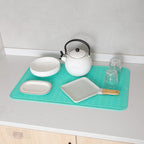 Silicone Dish Drying Mat for Multiple Usage,Easy clean,Eco-friendly,Heat-resistant Silicone Mat for Kitchen Counter or Sink,Refrigerator or Drawer Liner Mint 3XL 28 inches x 18 inches