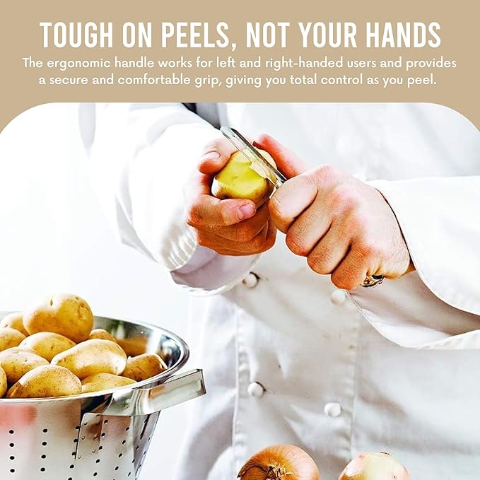 Linden Sweden Soft Grip Peeler - Gray | Rust Resistant Vegetable Peeler with Ergonomic Handle for Safety and Control | Dishwasher Safe Potato Peelers For Kitchen Made In Sweden | 9"L x 2.5"W | 6.5”
