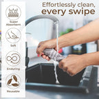 Urban Villa Cotton Dish Cloth Set of 8, Waffle Kitchen Cloth 12x12 Inch Highly Absorbent Soft Dish Cloths for Kitchen Cleaning & Drying Dishes Mitered Corner Dish Towels - Grey White, Checks