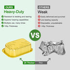 7.2"×5"×2.2" - 40 Pack 2 LB/32oz Gold Aluminum Foil Pans with Lids Heavy Duty, Foil Food Containers with Lids, Tin Foil Pans for Baking, Meal Prep, Freezer, Heating and Takeout