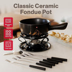 Swissmar Gruyere Cheese Fondue Set - 2.8 QT / 2.65 L - Ceramic Fondue Pot with Rechaud, Fondue Burner, 6 Forks - Ideal for Melting Cheese, Chocolate & Caramel - Black