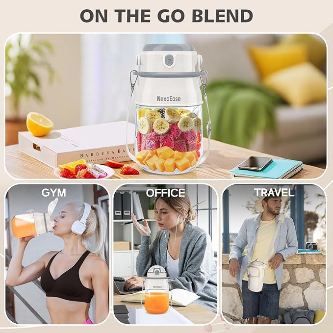 Portable Blender for Shakes and Smoothies- Personal Juicer 27 OZ Electric Protein Shaker Bottle with Insulated Sleeve, USB-C Rechargeable,Travel Lid- Small Blender Cup for Kitchen, Office, Gym,Trave