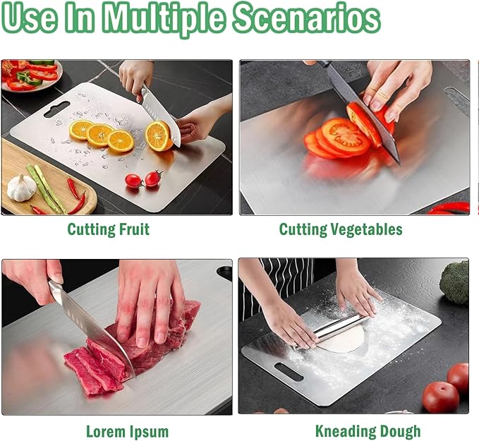 Titanium Cutting Board Set of 3, 2025 New Upgrade 100% Pure Titanium Cutting Boards for Kitchen, Double Sided Non Stick Chopping Board for Cutting Meat Vegetable Fruit, Easy to Clean