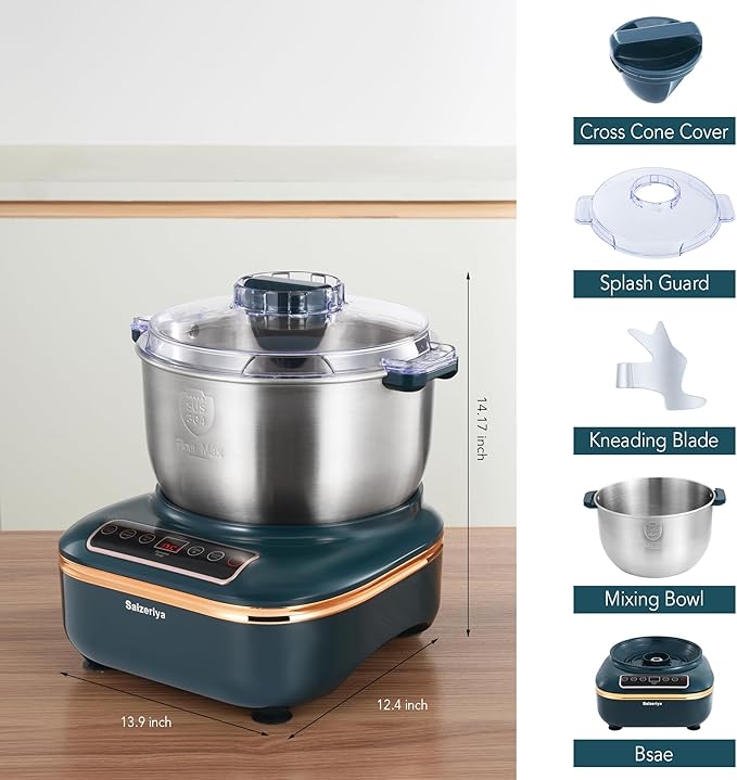 Electric Dough Maker with Ferment Function, 5L(4.5QT) Dough Mixer Machine with Stainless Steel Bowl, Flour Kneading Machine for Pizza Bread,onion green