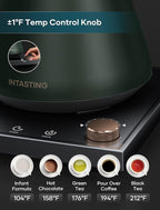 Electric Kettle, Gooseneck Electric Kettle, ±1℉ Precise Temperature Control, Stainless Steel Interior, Quick Heating for Pour Over Coffee, Tea & Boiling Water, 0.9L (Forest Green)