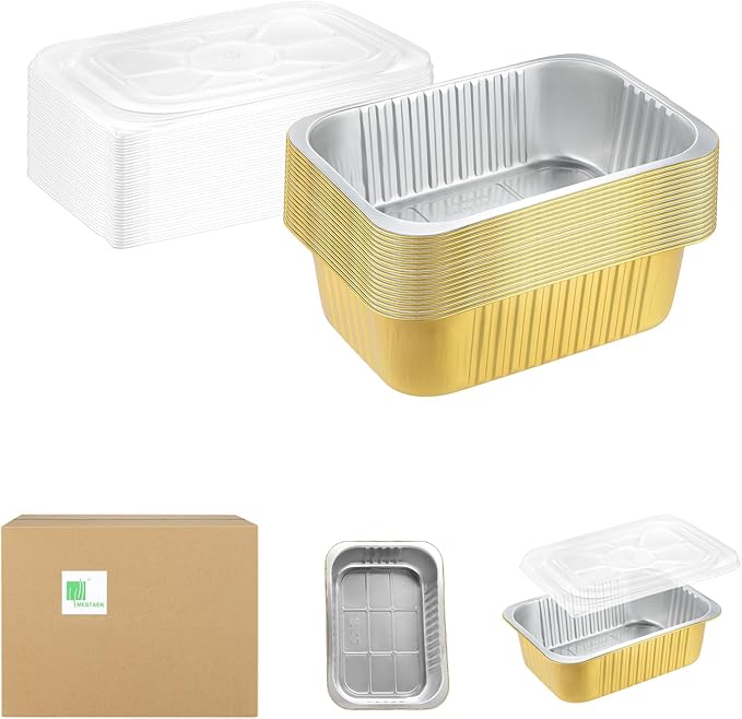 11"x8" Sturdy Foil Pans + Snap-On Lids (20 Packs) | 2X Thicker Heavy Duty Reusable Foil Tin 112oz | Grill Oven Microwavable Pan, | 3.3" Deep Disposable Aluminum Foil Pan for Baking, Cooking