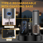 EIHO Electric Salt and Pepper Grinder Set USB Rechargeable, Upgraded External Adjustable Coarseness, Aluminum Alloy Automatic Salt and Pepper Shakers Mills with LED Light, House Warming Cooking Gifts