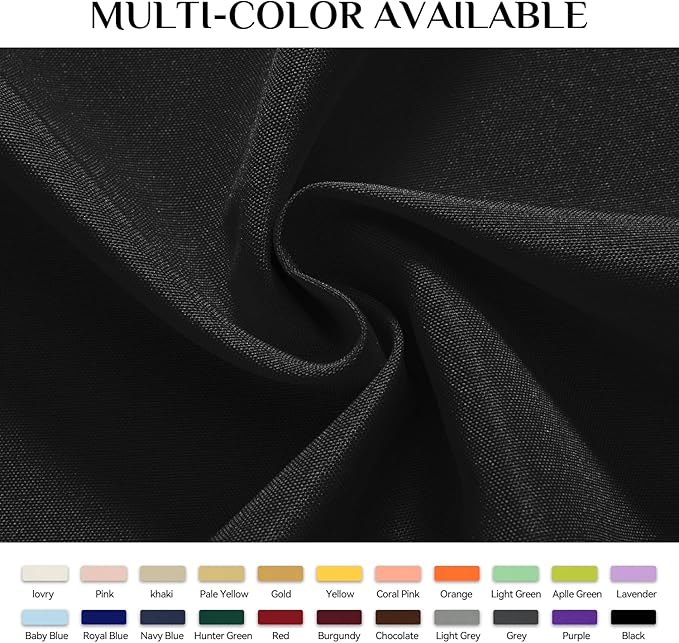 Softalker Rectangle Tablecloth, Waterproof & Stain Resistant Table Cloths Wrinkle Free Fabric Washable 210GSM Polyester Table Cover for Dining/Party/Outdoor - 90 x 132 inch,Black
