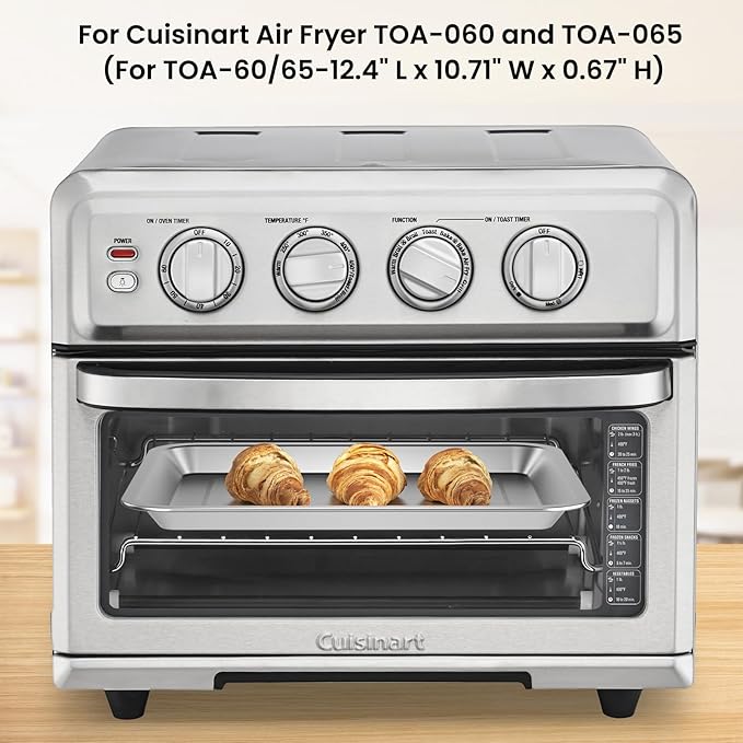 2 PCS Stainless Steel Baking Tray Pan Compatible with Cuisinart Toaster Oven Tray,Suitable for Cuisinart Air Fryer TOA-060 and TOA-065, Cookie & Bread Baking Sheet Pan (12.4x10.06 inch)…
