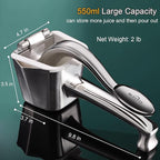 Lemon Squeezer Stainless Steel, Manual Juicer Citrus Lime Orange Fruit Squeezer Heavy Duty Ergonomic Handle Labor-saving Large Capacity Juice Press Hand Handheld Juicer (5 Year Warranty)
