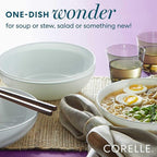 Corelle 4-Pc Meal Bowls Set Service for 4, Durable and Eco-Friendly 9-1/4-Inch Glass Bowls, Compact Stack Bowl Set, Microwave and Dishwasher Safe, White, 46 Ounces