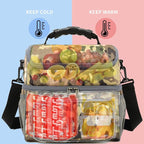 FlowFly Double Layer Cooler Insulated Lunch Bag Adult Lunch Box Large Tote Bag for Men, Women, With Adjustable Strap,Front Pocket and Dual Large Mesh Side Pockets