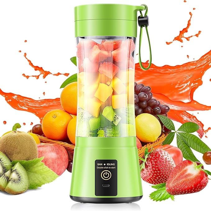Portable Blender Make Shakes and Smoothies - USB Rechargeable Personal Size Mini Blender Freshly Squeezed, 380Ml BPA Free Travel Cup in Picnic/Office/Gym