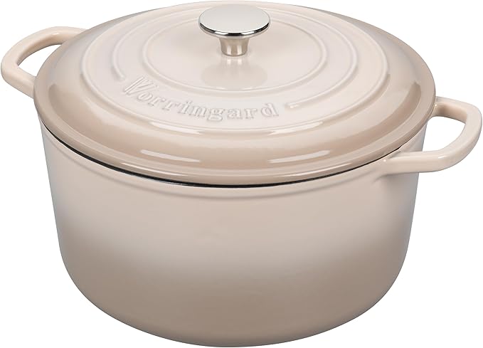 Enameled Cast Iron Dutch Oven Pot with Lid, for Sourdough Bread Baking, Round Dutch Ovens, 4.5 Quart, Latte