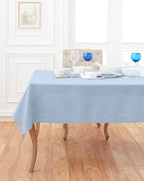 Solino Home Linen Sky Blue Tablecloth 60 x 108 Inch - Classic Hemstitch, 100% Pure Linen Rectangular Tablecloth - Machine Washable Table Cloth for Summer