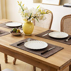 Placemats Set of 4, Bilayer Thickened Linen Place Mats Heat Resistant Machine Washable Wrinkle Free Carefully Selected Polyester Mats for Kitchen/Dining/Coffee Table (Burlap)