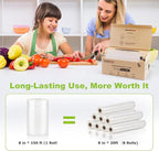 [2025 New] Bonsenkitchen 8” x 150’ Vacuum Sealer Bags Rolls with Cutter for Food Storage, Commercial Grade, BPA Free, Great for Meal Prep and Sous Vide Cooking
