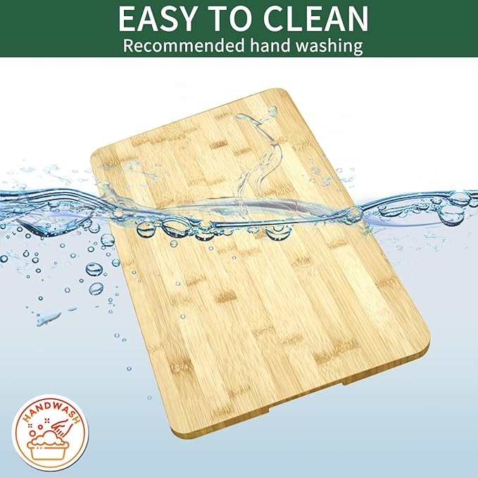 GCQ 17.8" × 10.8" Bamboo Cutting Board for Breville 860BSS 845BSS BOV800XL Smart Oven, Convection Toaster Oven Accessories With Heat-Resistant Non-Skid Silicone Feet,100% Natural Organic Bamboo