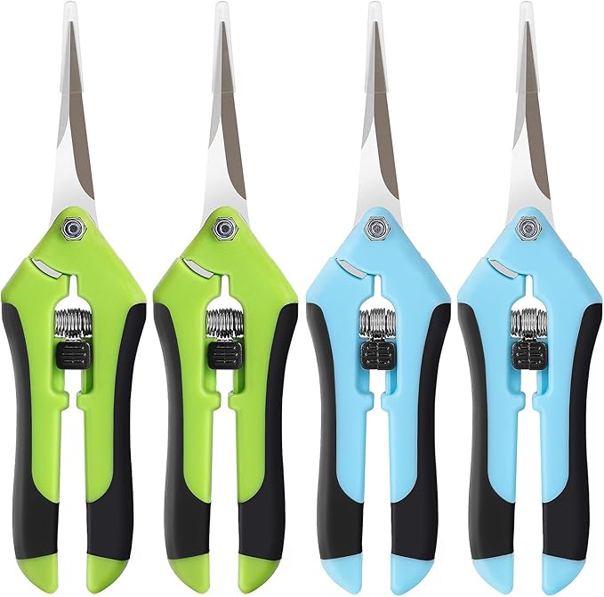BEoffer 4 Pack Pruning Shears, 6.5 Inch Garden Scissors Gardening Hand Pruning Snips with Straight Stainless Steel Precision Blades for Gardening Flower Plant Precise Trimming and Pruning Maintenance