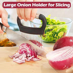 JAYVAR Large Onion Holder for Slicing, 3Pieces Large Tomato Slicer, Stainless Steel Onion Chopper Vegetable Cutter for Potato Lemon, Meat Tenderizer Tool, Kitchen Food Slicer Guide for Neat Slicing