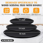 6 Pcs 16 14 11 Inch Restaurant Serving Trays Extra Large Serving Pallets Black Plastic Non Slip Round Pallets Large Food Crawfish Server Trays for Home Restaurant Kitchen Cafeteria Bar Hotel