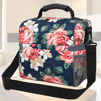 FlowFly Double Layer Cooler Insulated Lunch Bag Adult Lunch Box Large Tote Bag for Men, Women, With Adjustable Strap,Front Pocket and Dual Large Mesh Side Pockets