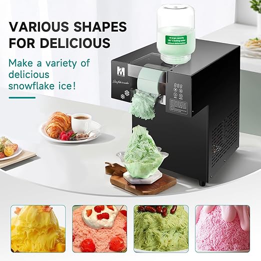 Snowflake Ice Machine, 485.0LBS/24H 1000W Shaved Ice Machine, Rapid Cooling, Food-Grade Stainless Steel Material, Snowflake Ice Maker for Dessert, Ice Cream, Suitable for Party＆Commercial Use