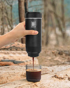 Portable Electric Espresso Machine, Car Coffee Maker for Travel Camping, Battery Powered Coffee Brewer Compatible with Ground Coffee & NS Capsules, Black