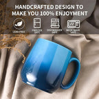 Hasense Ceramic Coffee Mugs Set of 4,15oz Large Mugs Set for Home and Office, Microwave & Dishwasher Safe, Coffee Cups for Coffee Tea Mike, Gradient Blue