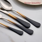 Colorful Silverware Set 20 Piece 18/0 Stainless Steel Flatware Black and Gold Handle Cutlery Set Service for 4 Fork Knife Spoon Set Mirror Finish Dishwasher Safe