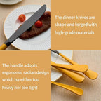 20-Piece Black Silverware Set 18/0 Stainless Steel Silverware Set Yellow Handle Cutlery Set Service for 4 Dinner Knives Forks Spoons Set Flatware Set Finish Dishwasher Safe（Black and Yellow）