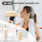 Portable Blender for Shakes and Smoothies- Personal Juicer 20 OZ Electric Protein Shaker Bottle with Insulated Sleeve, USB-C Rechargeable,Travel Lid-Small Blender Cup for Kitchen, Office, Gym,Travel