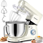Dough Mixer 8.45 QT Electric Mixer - 660W 6 Speed Large Capacity Kitchen Stand Mixer with Whisk Dough Hook Mixing Beater Household Food Mixer for Baking Cakes Cookie Bread Salad (White)