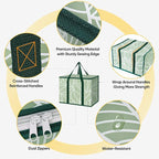 BALEINE 2Pk Insulated Reusable Grocery Bags, Collapsible Cooler Bag for Groceries, Heavy Duty Large Insulated Bag (16''x9''x13'', Antique Foliage)