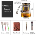 YJX Magnetic Glass Teapot, 25.4oz Small Enchanted Brewing Tea Pot, Witchcraft Magic Borosilicate Tea Set with Strainer for Loose Leaf or Herbal, Exquisite Kettle Gift for Tea Lovers(Silver)