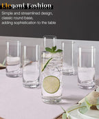 LUNA & MANTHA Drinking Glasses Set of 6, 12 OZ Highball Glasses, Lead-Free Crystal Water Glassware, Tall Glass Cups for Cocktail, Mojito, Iced Tea, Bar Glassware