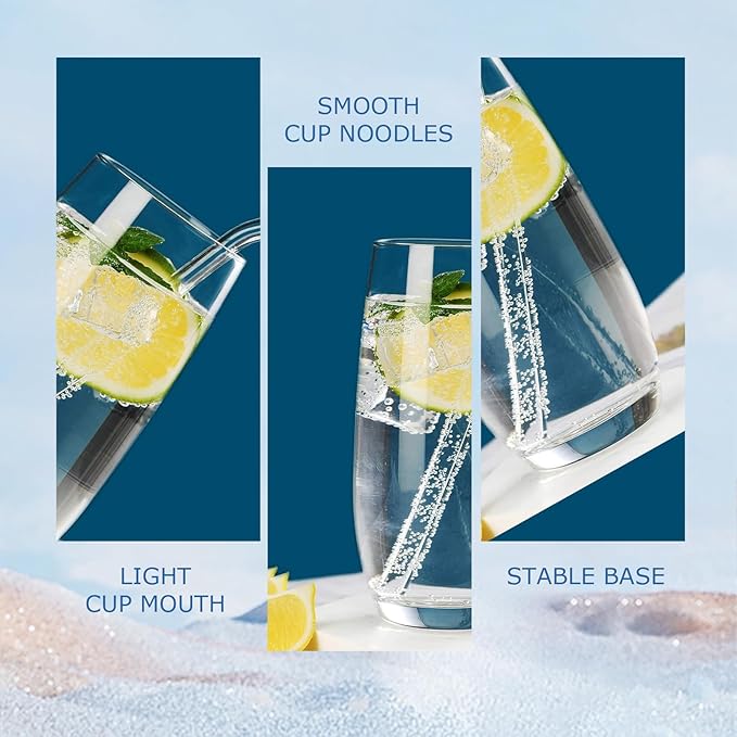CUKBLESS Drinking Glasses Set of 6, Crystal Highball Water Glasses, Glass Cups for Water, Juice, Beverage, Mojito, Mixed Drinks, Cocktail Glass Set，13 Oz